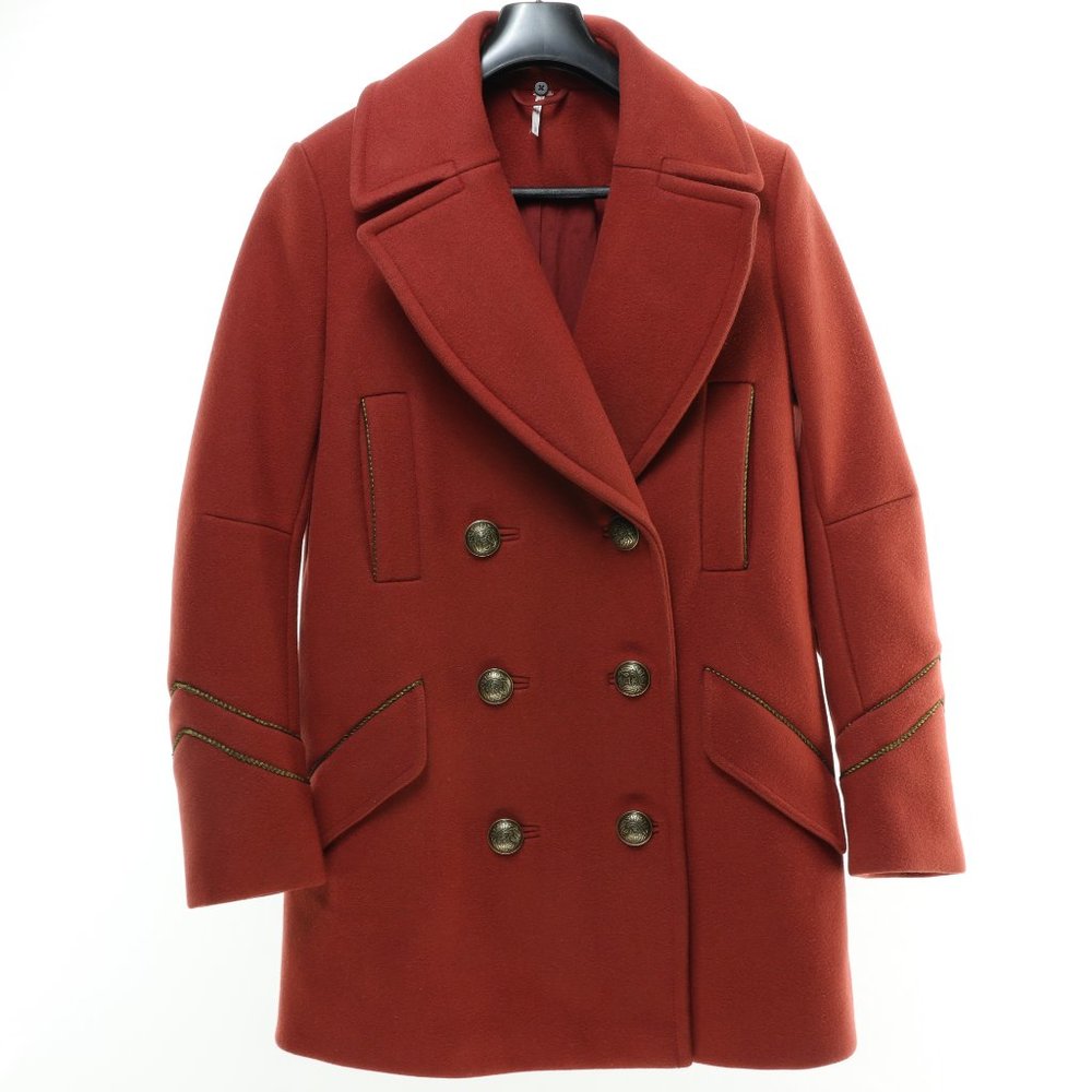 Free People Sedgwick Military Peacoat Double Breasted Jacket • S •